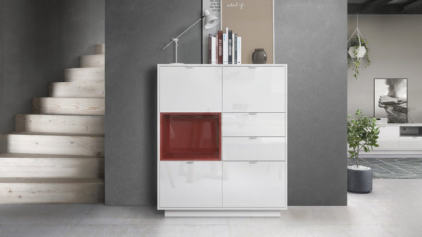 Highboard "Metro" in White High Gloss