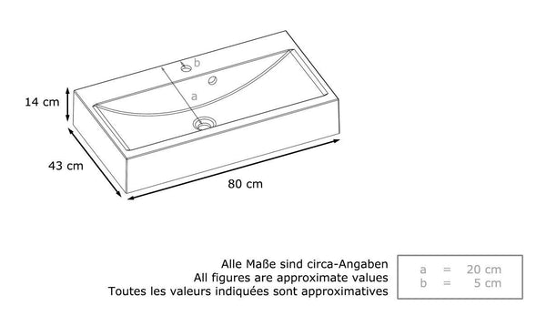 Bathroom Furniture Set "Aloha" in White / Various Trim Color