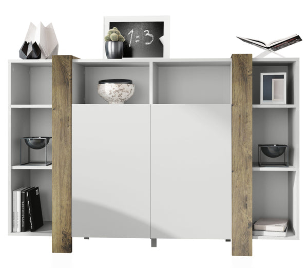 Modern Highboard "Ida" in White Matt + Various Color Boarder
