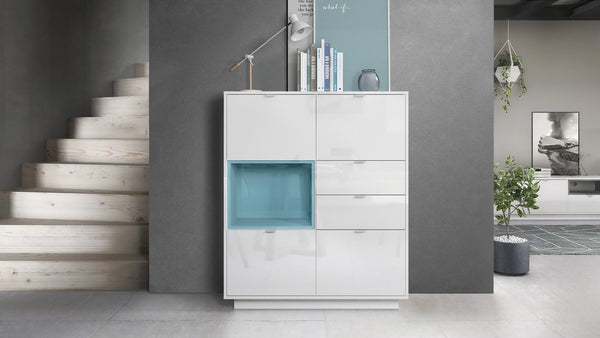 Highboard "Metro" in White High Gloss