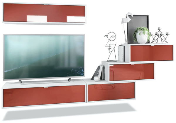 Wall Unit "Lana V1" with White Body + Various Color Fronts