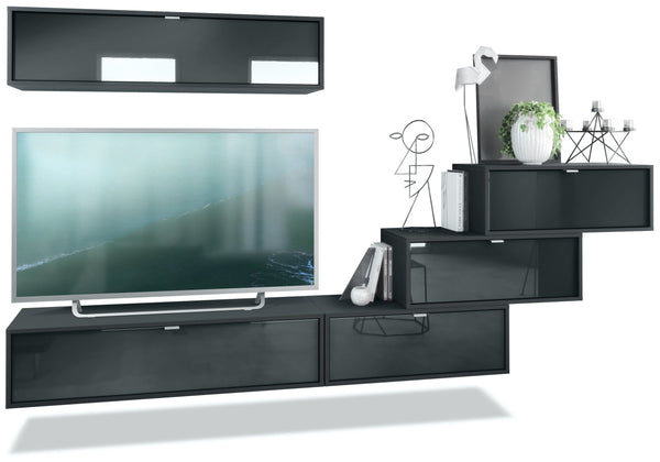 Wall Unit "Lana V1" with Black Body + Various Color Fronts