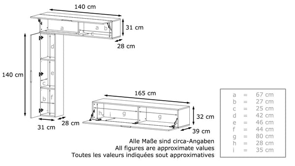 Wall Unit "Taurito" with White Body / Various Front Colors