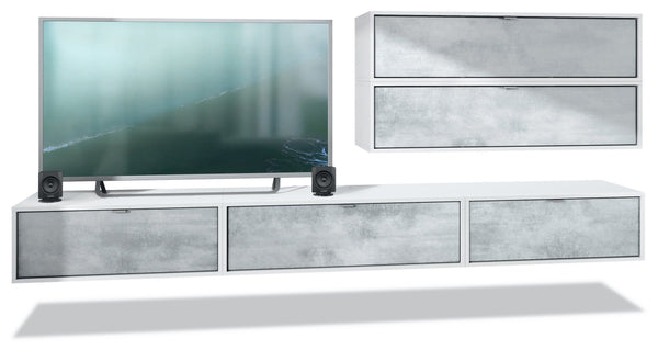 Wall Unit "Lana V3" with White Body + Various Color Fronts