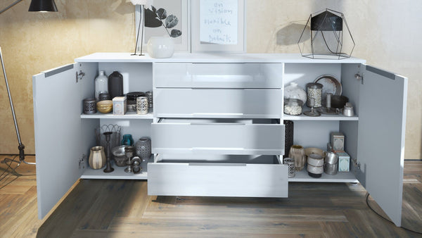Sideboard "Linio V2" in White Matt / White High Gloss