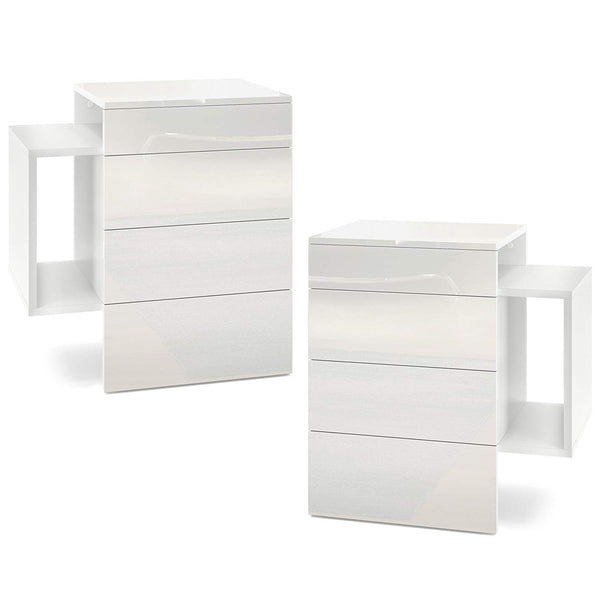 Nightstand Cabinet "Queen" in White Matt / Various Front Color
