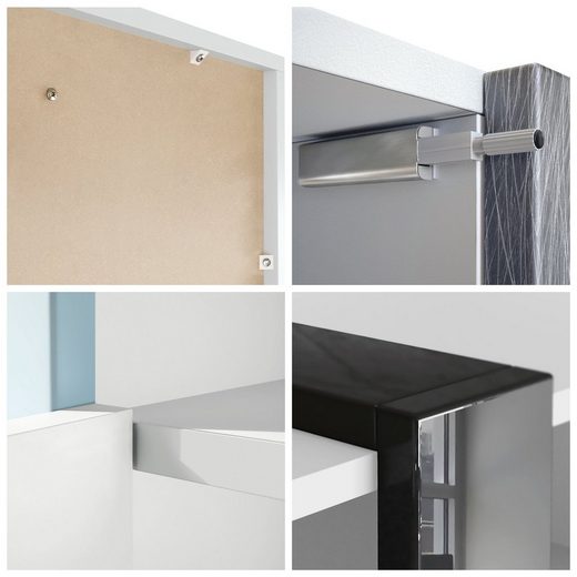 Modern Highboard "Ida" in White Matt + Various Color Boarder