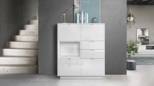 Highboard "Metro" in White High Gloss