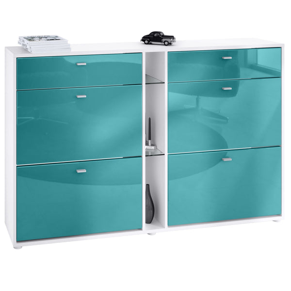 Shoe Cabinet Today in White with different color Fronts