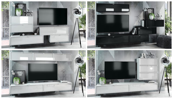 Wall Unit "Lana V1" with Black Body + Various Color Fronts