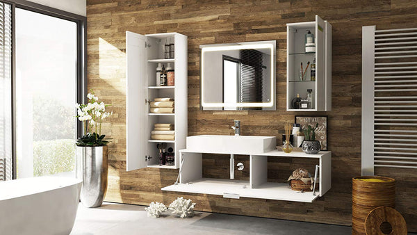 Bathroom Furniture Set "Aloha" in White / Various Trim Color