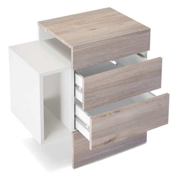 Nightstand Cabinet "Queen" in White Matt / Various Front Color