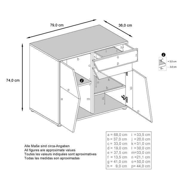 Storage Unit "Benny" - in White / Various Front Colors