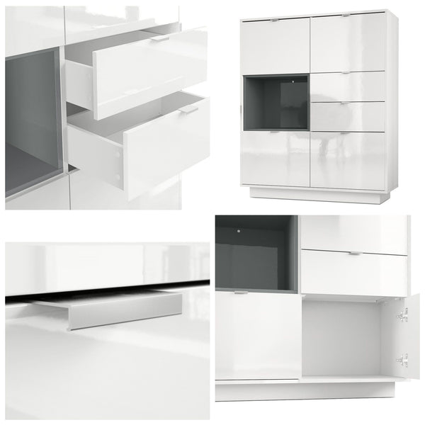 Highboard "Metro" in White High Gloss