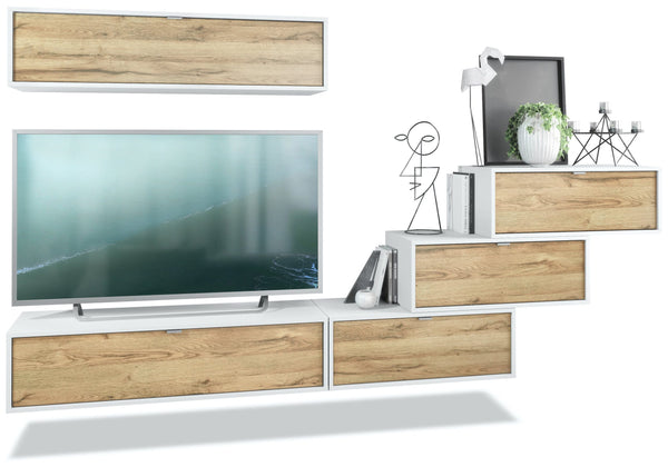 Wall Unit "Lana V1" with White Body + Various Color Fronts