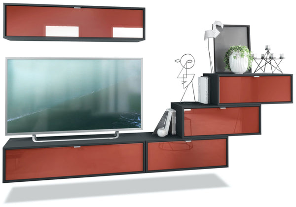 Wall Unit "Lana V1" with Black Body + Various Color Fronts