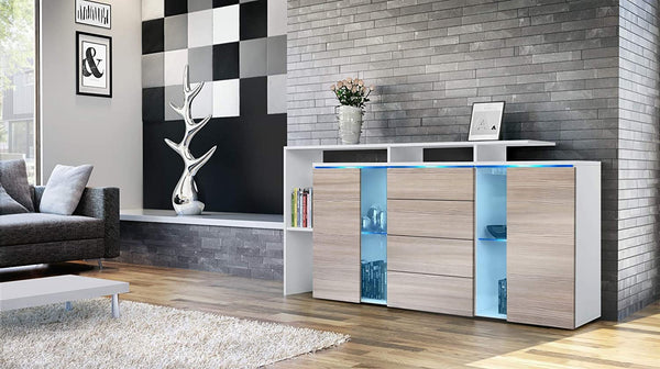 Sideboard "Lissabon" in White Matt / Different Front Colors