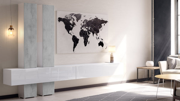 Wall Unit Moja with White Body + Various Color Fronts