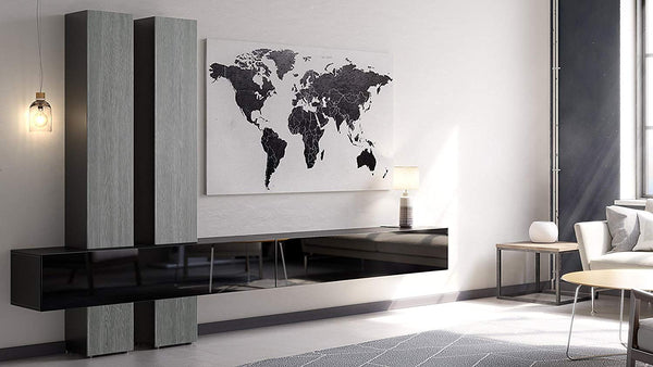 Wall Unit Moja with Black Body + Various Color Fronts