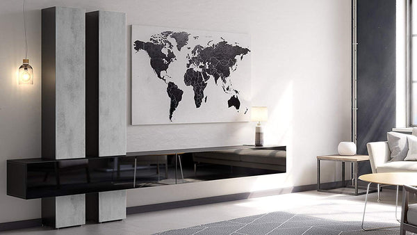 Wall Unit Moja with Black Body + Various Color Fronts