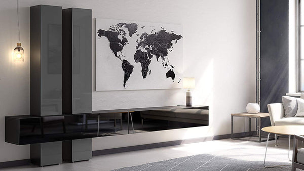 Wall Unit Moja with Black Body + Various Color Fronts