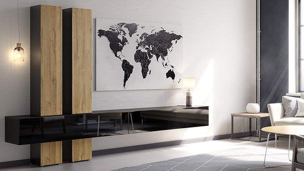 Wall Unit Moja with Black Body + Various Color Fronts