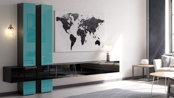 Wall Unit Moja with Black Body + Various Color Fronts