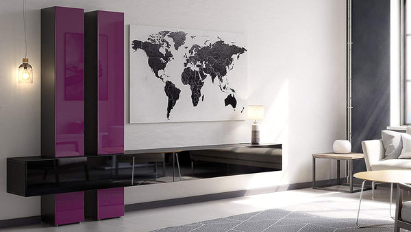 Wall Unit Moja with Black Body + Various Color Fronts