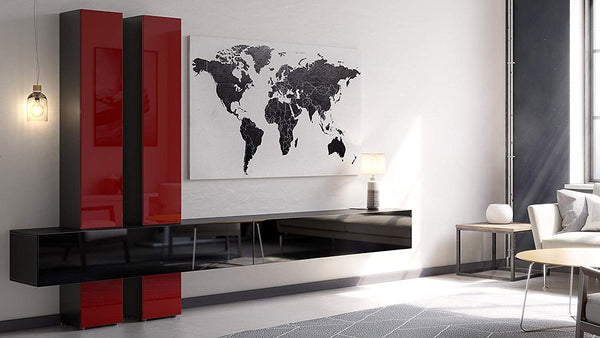 Wall Unit Moja with Black Body + Various Color Fronts