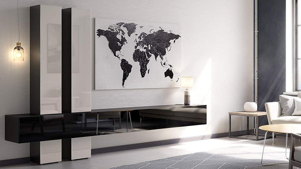 Wall Unit Moja with Black Body + Various Color Fronts