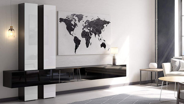 Wall Unit Moja with Black Body + Various Color Fronts