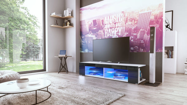 TV Stand "Movie" in White Matt / Various Color Fronts