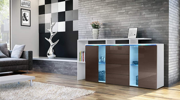 Sideboard "Lissabon" in White Matt / Different Front Colors