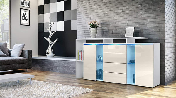Sideboard "Lissabon" in White Matt / Different Front Colors