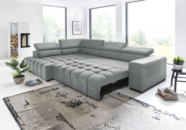 Sectional "Elias" in Fabric + Bed Function