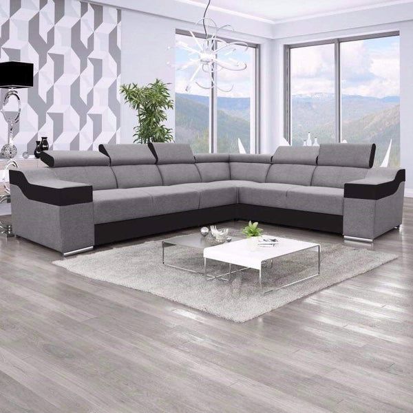 Sectional "Ewa II" in Grey / Black