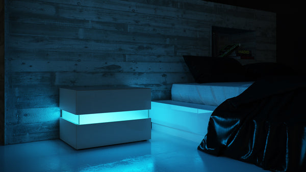 Nightstand "Flow" in White High Gloss