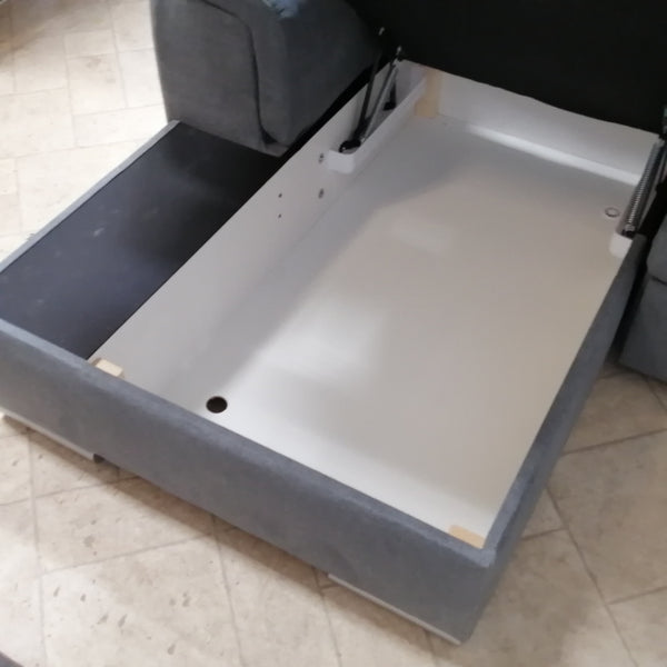 U-Shape Sectional "Nelson" in Grey Fabric + Bed Function/Ottoman