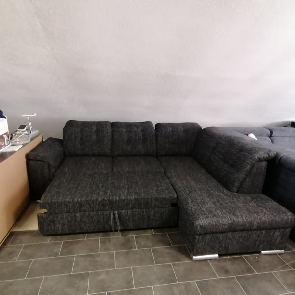 Sectional "Bingo" in Black/Gray Fabric + Bed Function