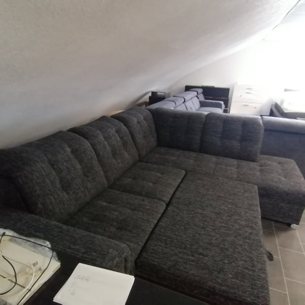Sectional "Bingo" in Black/Gray Fabric + Bed Function