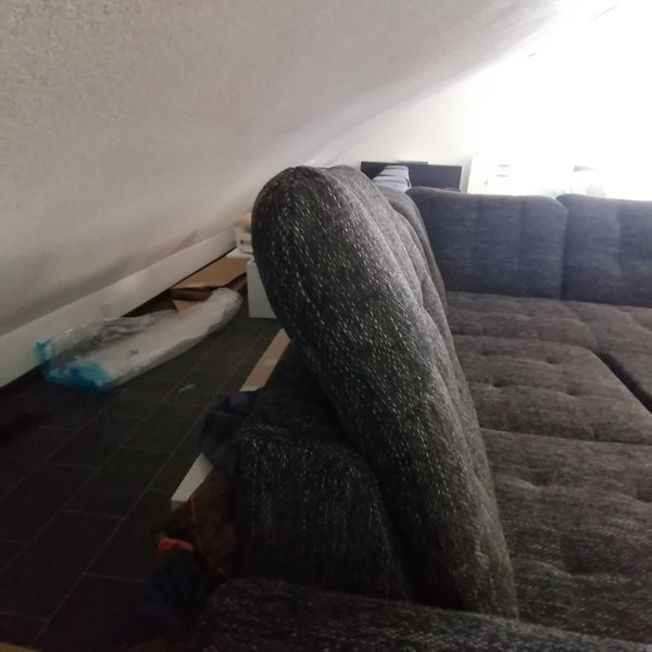 Sectional "Bingo" in Black/Gray Fabric + Bed Function