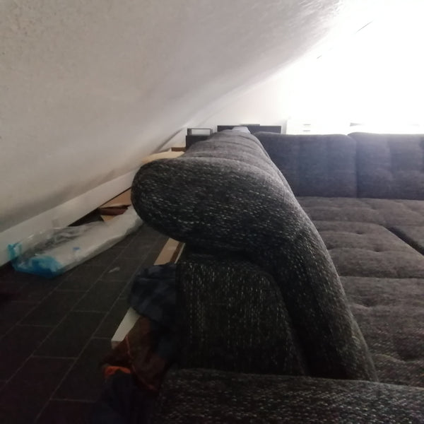 Sectional "Bingo" in Black/Gray Fabric + Bed Function