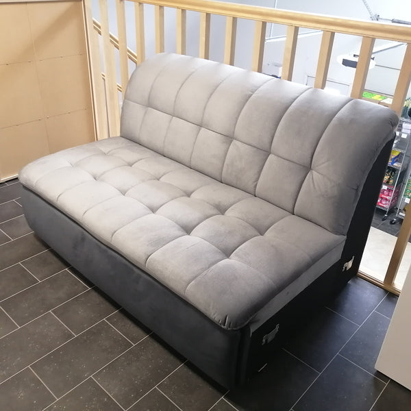 U-Shape Sectional "Edard" in Grey Fabric + Bed Function/Ottoman