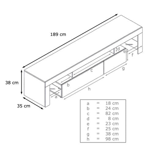 TV Stand "Lima V2" - White High Gloss /  Various Color Front Color