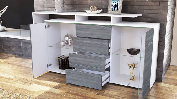 Sideboard "Lissabon" in White Matt / Different Front Colors