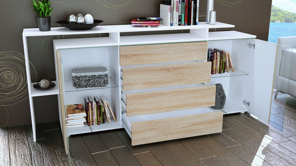 Sideboard "Lissabon V2" in White Matt / White High Gloss