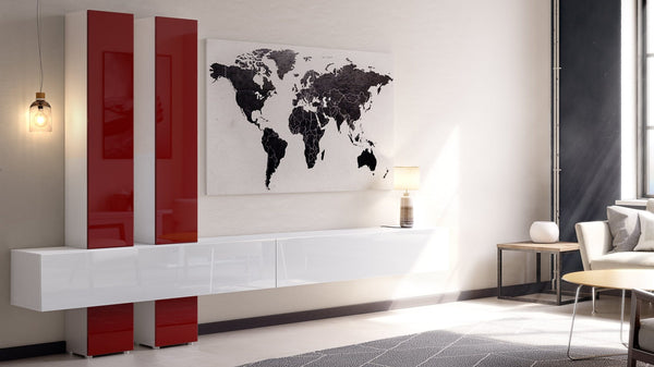 Wall Unit Moja with White Body + Various Color Fronts