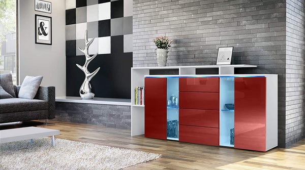 Sideboard "Lissabon" in White Matt / Different Front Colors