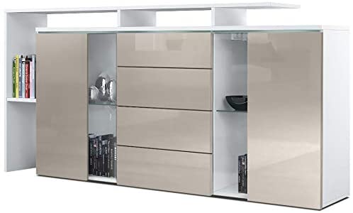 Sideboard "Lissabon" in White Matt / Different Front Colors