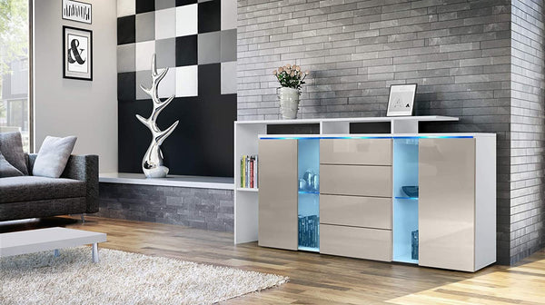 Sideboard "Lissabon" in White Matt / Different Front Colors
